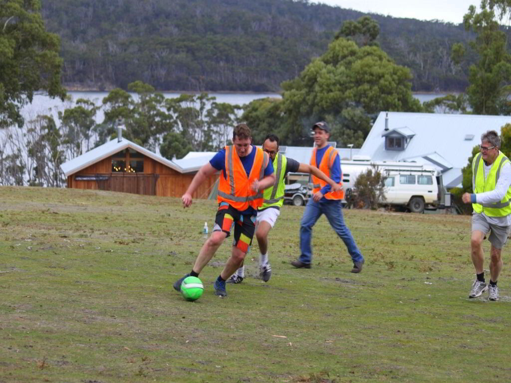Bruny Island Lodge corporate retreat soccer match
